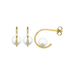9Y Freshwater Pearl Half Hoop Earrings