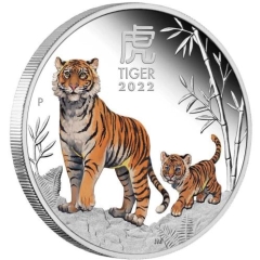 Fine Silver Coin Coloured Tiger 2022 1oz