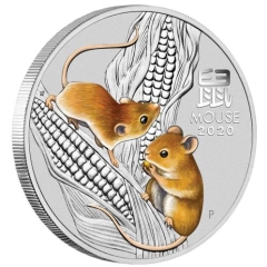 Fine Silver Coin Coloured Mouse 2020 1oz