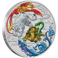 Fine Silver Coin Myths & Legends Four Guardian Coloured Hong