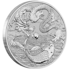 Fine Silver Coin Myths & Legends Dragon & Koi 1oz