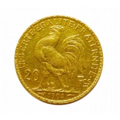 900 Gold Coin - French 20 Franc 0.1867oz FGW
